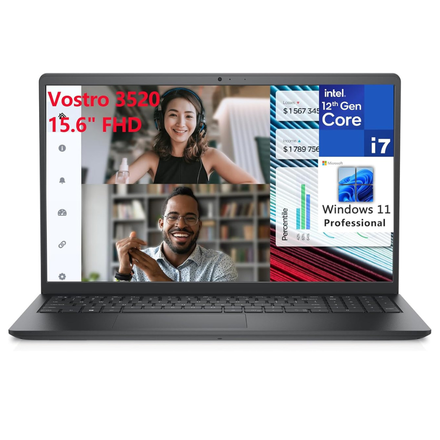  Dell Vostro 3520 Series 15.6" FHD Business Laptop Computer, 12th Gen Intel 10-Core i7 CPU, 16GB DDR4 RAM, 512GB PCIe SSD, Backlite Keyboard, FP Reader, 802.11ac WiFi, Bluetooth, Carbon Black, Windows 11 Pro