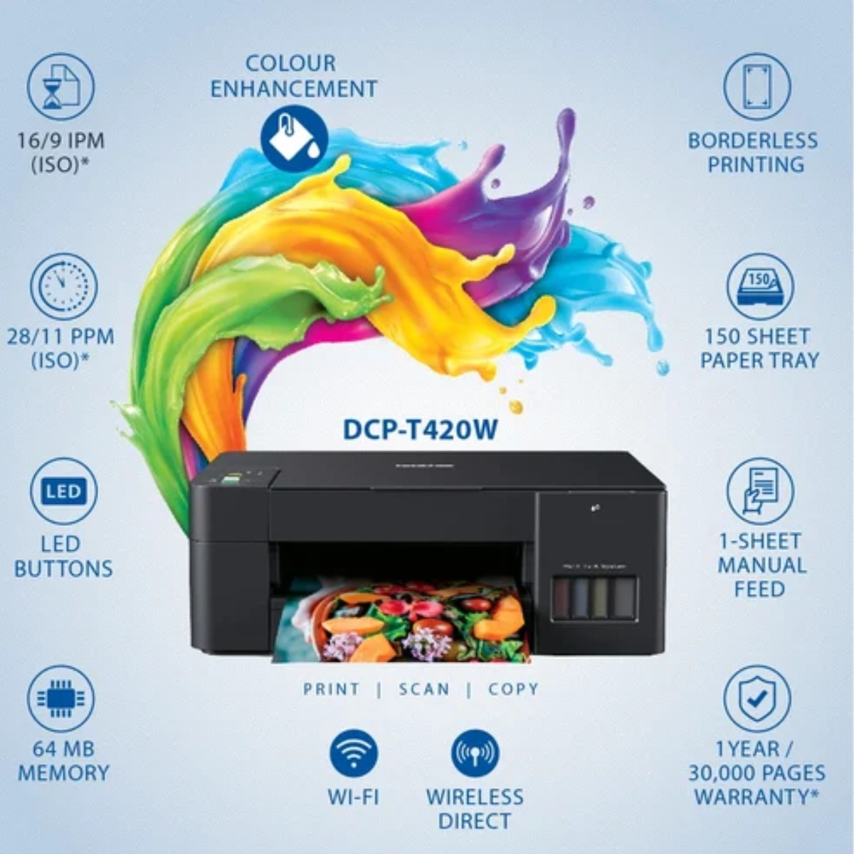 Brother | DCP-T420W | 3-in-1| Inkjet | Colour | Printer |