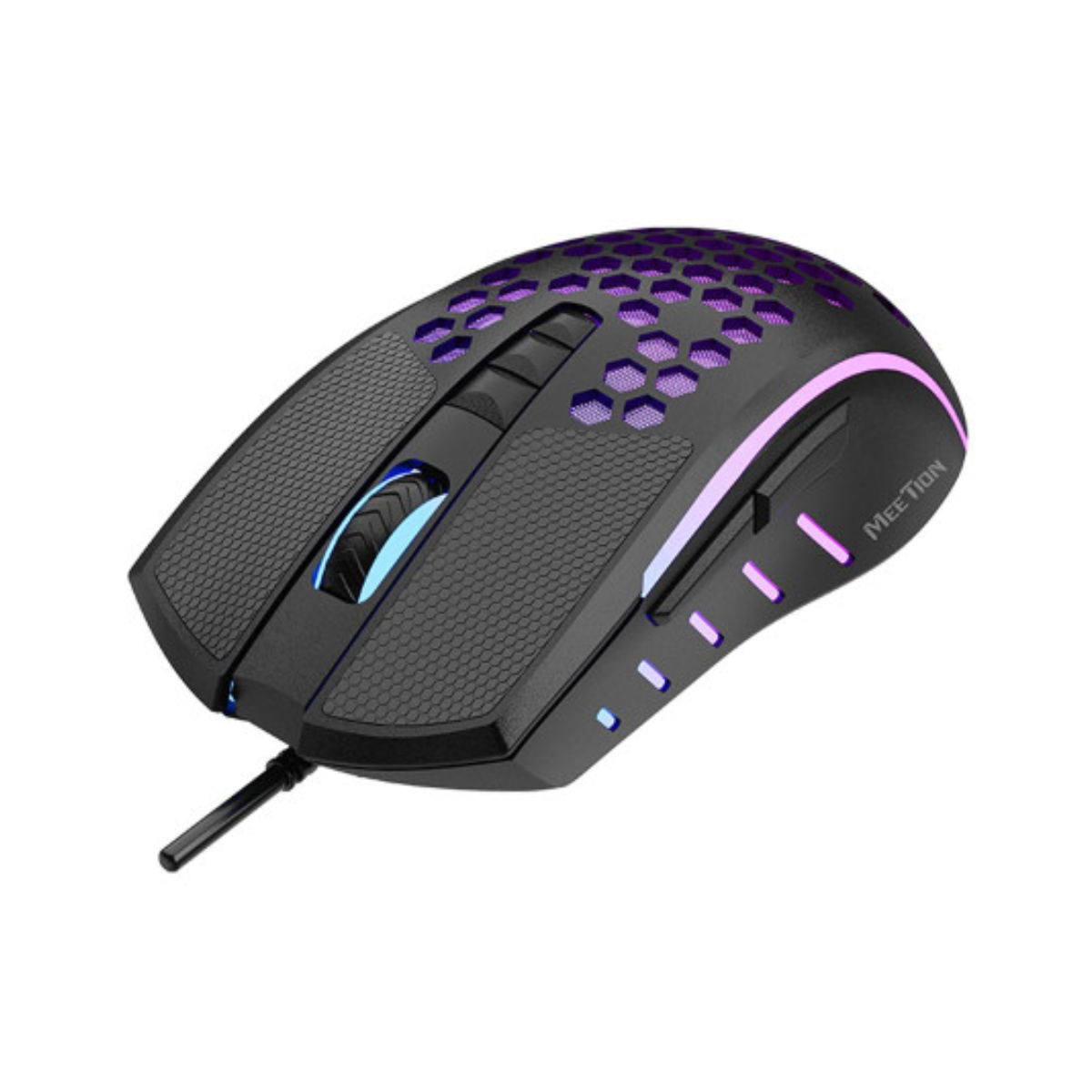 Meetion Rainbow RBG Backlit Wired Mouse | 1.5 m cable and 5 million Key Life