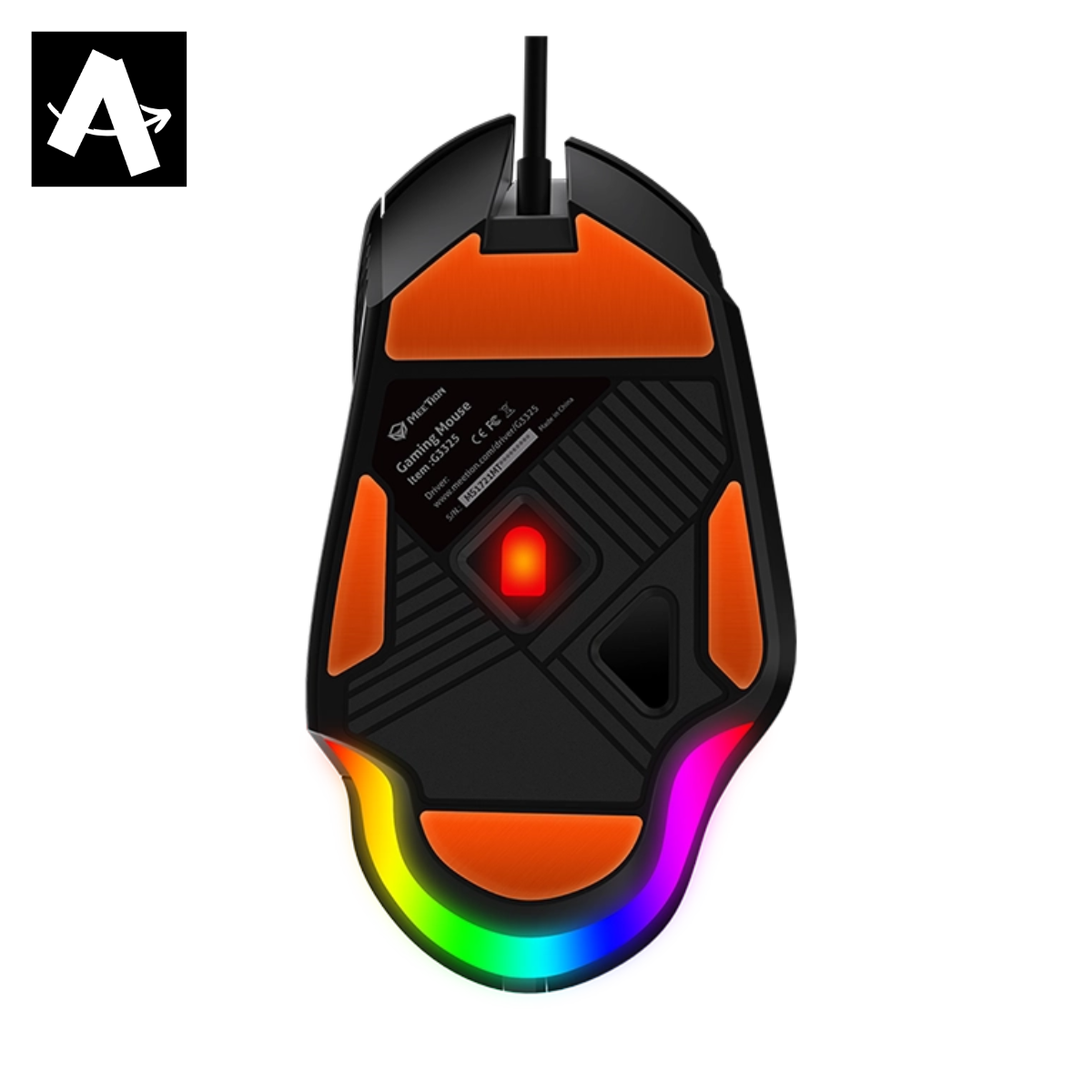 MEETION-G3325 Professional Wired Gaming Mouse | Up to 10000 DPI, 8 Programmable Buttons | 100 IPS Tracking Speed, Polling Rate 125-1000Hz MS, 5000 FPS | Aluminium Alloy Footpad | Compatible with PC/Mac |